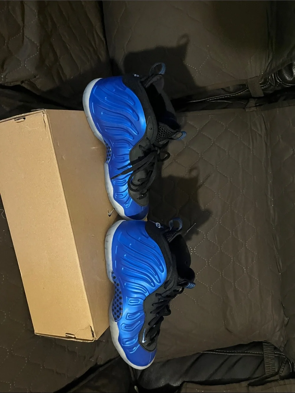Nike Kids Royal Blue and Black Foamposite-Style Sneakers